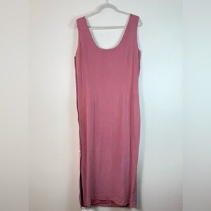 Ann Taylor Women Midi Dress sz 14 Side Buttons Old Rose 100% Pure Silk VTG HOCO